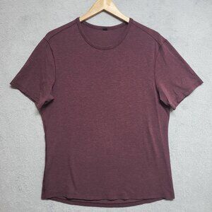 Lululemon Shirt Mens Large Heather Red Plum Short Sleeve Athleisure Run Casual
